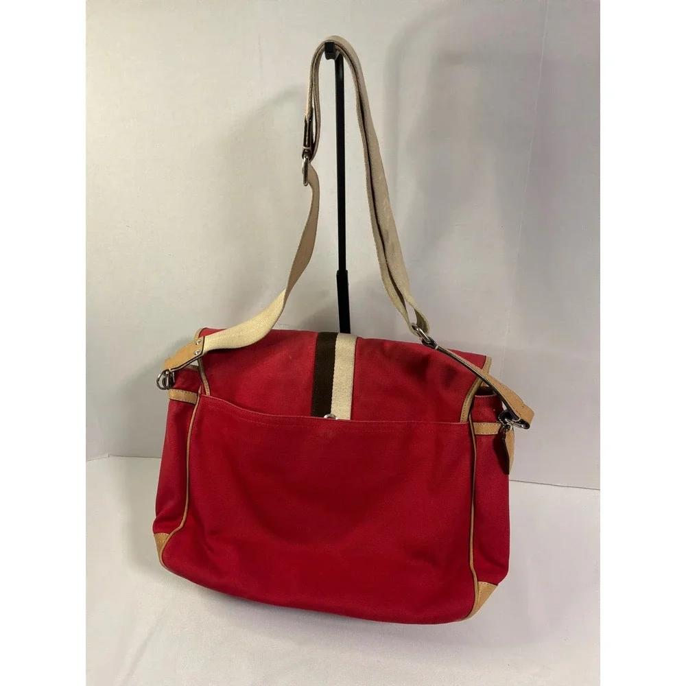 Coach Messenger Bag Large Red Heritage Stripe Canvas Crossbody F70201